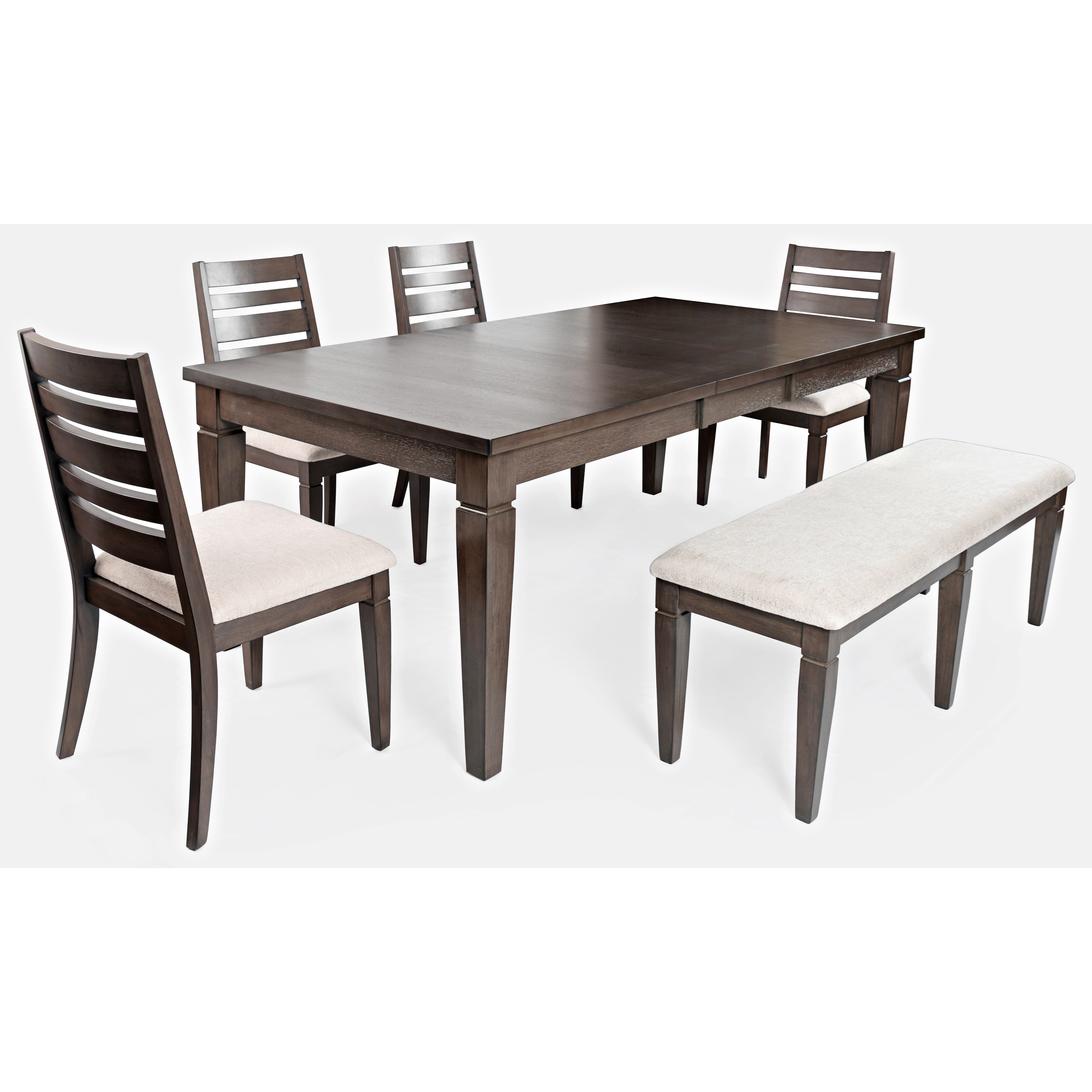 Jofran Lincoln Square 1x195958KD+4x1959383KD+1x195984 Table and Chair Set with Bench Stoney